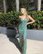 Sexy Mermaid Spaghetti Straps V-neck Long Party Prom Dresses With Split,13311