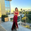 Sexy Red Mermaid One Shoulder Side Slit Maxi Long Party Prom Dresses,Evening Dress,13455