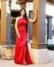 Sexy Red Mermaid One Shoulder Side Slit Maxi Long Party Prom Dresses,Evening Dress,13456