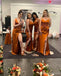Mismatched Burnt Orange Mermaid Maxi Long Bridesmaid Dresses For Wedding,WG1788