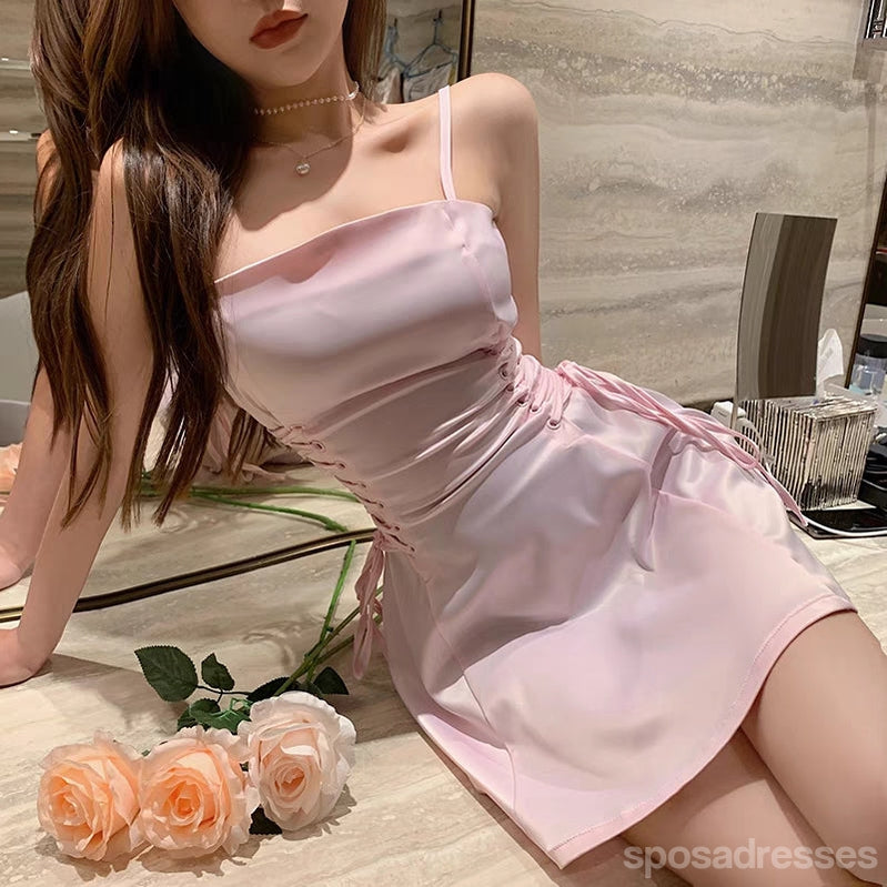 Cute Pink A-line Spaghetti Straps Short Homecoming Dresses,Short Prom Dresses,CM954