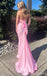 Sexy Pink Mermaid Halter V-neck Maxi Long Party Prom Dresses,Evening Dress,13472