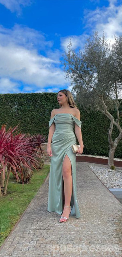Sexy Green Mermaid Off Shoulder Side Slit Maxi Long Party Prom Dresses,Evening Dress,13449