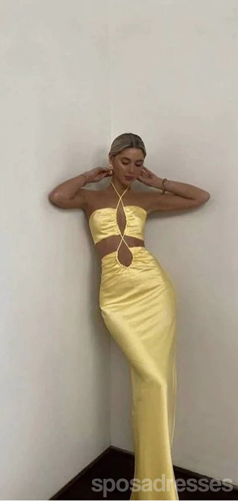 Sexy Yellow Mermaid Maxi Long Party Prom Dresses,Evening Dress Online,13435
