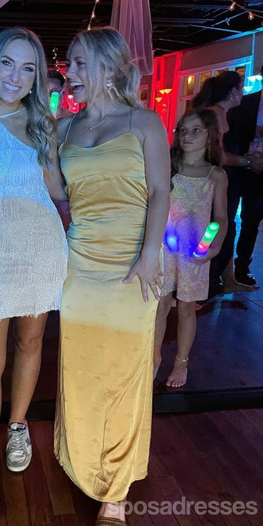 Popular Yellow Mermaid Spaghetti Straps Long Party Prom Dresses,Evening Dress,13391