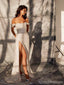 Sparkly Sheath Off Shoulder Side Slit Maxi Long Party Prom Dresses Online,13338