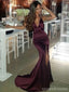 Sexy Mermaid Spaghetti Straps V-neck Side Slit Maxi Long Party Prom Dresses,Evening Dress,13419
