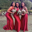 Sexy Red Mermaid One Shoulder Maxi Long Bridesmaid Dresses For Wedding Party,WG1804