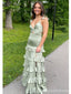 Sexy Sage Green Sheath Side Slit Maxi Long Party Prom Dresses,Evening Dress,13430