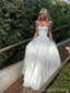 Simple White A-line Strapless Maxi Long Party Prom Dresses,Evening Dress,13485