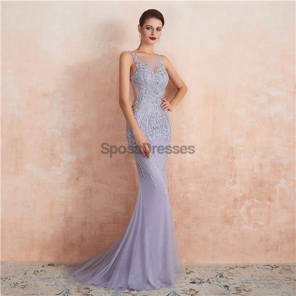 Heavily Beaded Lilac Mermaid Evening Prom Dresses, Evening Party Prom Dresses, 12110
