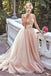 Gold Sequin A line Evening Prom Dresses, Long Tulle Party Prom Dresses, 17051