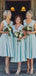 Tiffany Blue V neck Short Bridesmaid Dresses, Cheap Bridesmaids Dresses, WG735
