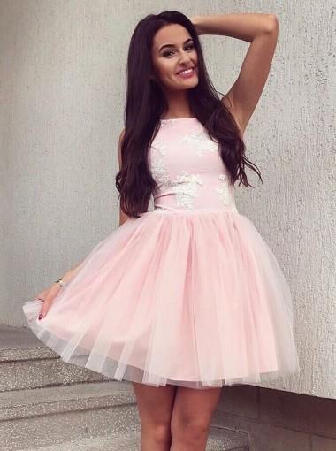 Simple Pink Lace Cheap Short Homecoming Dresses Online, CM654
