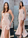 Sexy Mermaid Spaghetti Straps High Slit Maxi Long Prom Dresses,13270