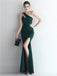 Sexy Green Mermaid One Shoulder Side Slit Long Prom Dresses Online,13030