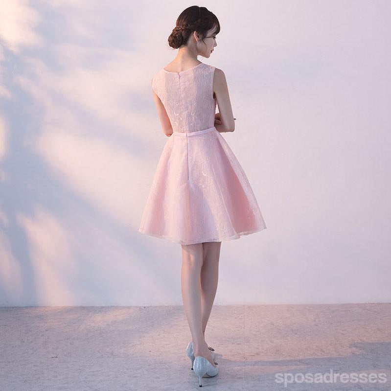 Illusion Blush Pink Lace Beaded Cheap Homecoming Dresses Online, CM696
