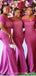 Hot Pink Mermaid Off Shoulder Cheap Long Bridesmaid Dresses,WG1399